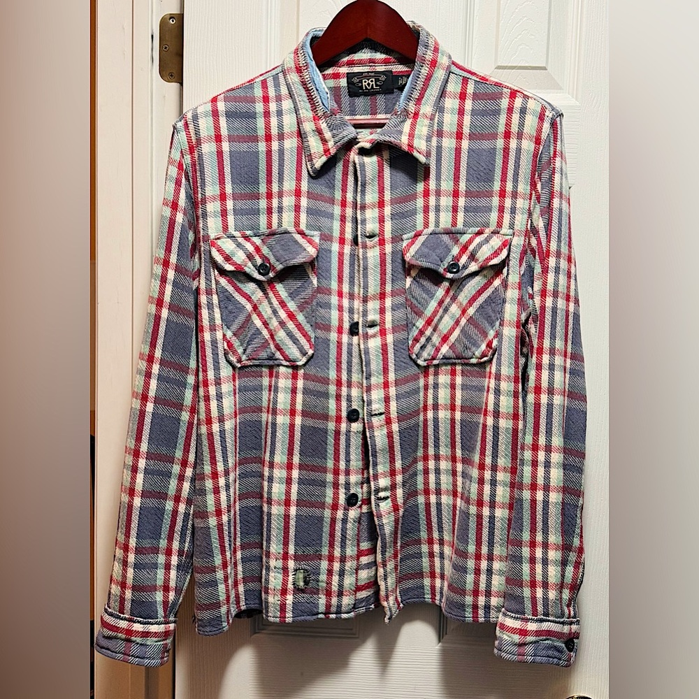 RRL Double RL mens patchwork plaid overshirt